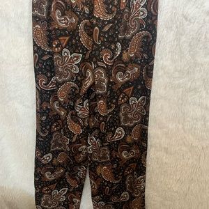 Forever 21 Paisley Zip Up Hippie High Waist Stretch,￼ Flare Pants Womens Size S